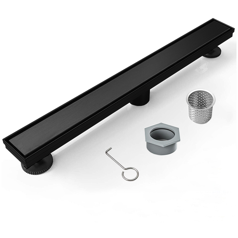 24 Inch Matte Black Linear Shower Drain