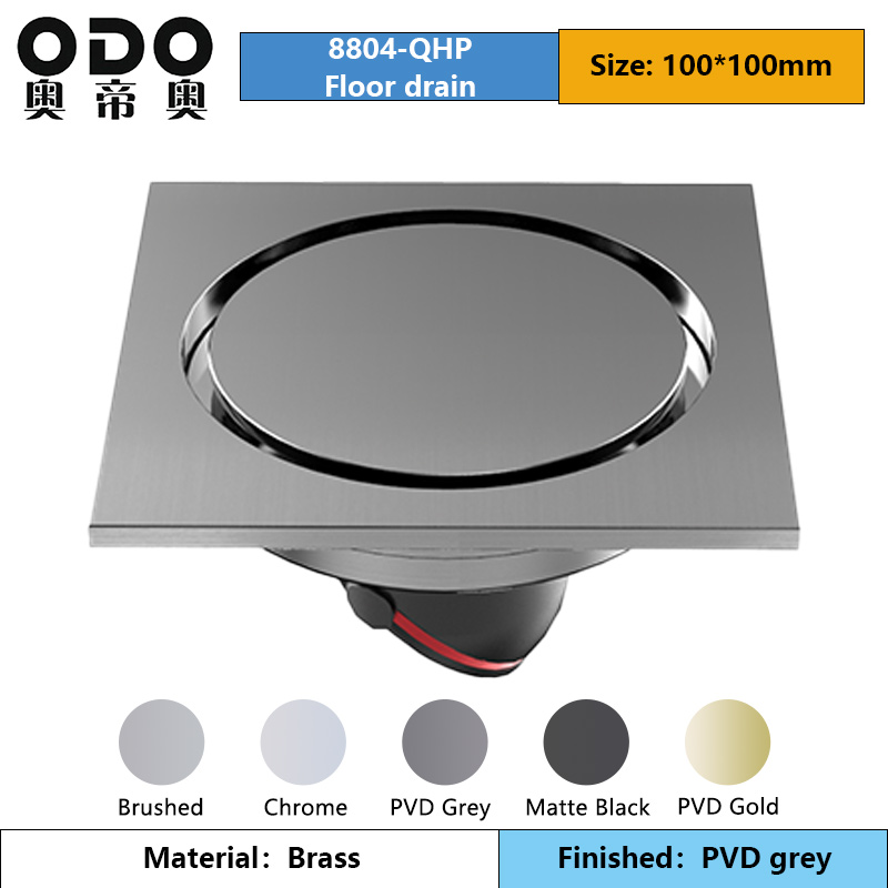 100mm Brass Grey Round Pattern Cover Drain