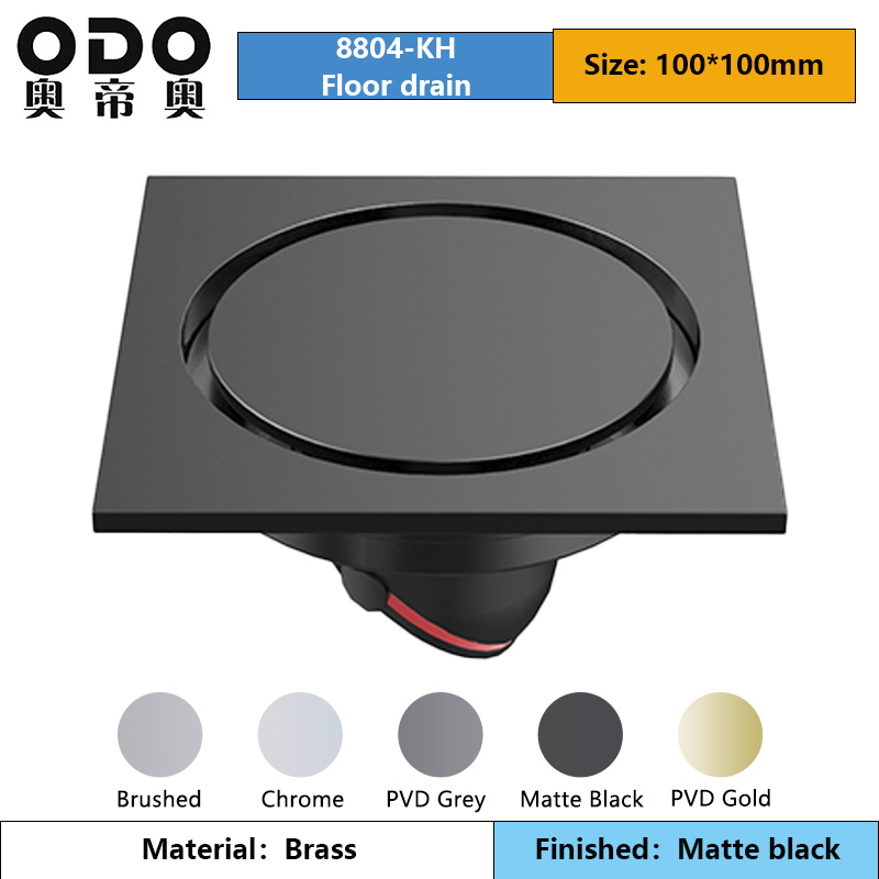 100mm Brass Black Round Pattern Cover Drain