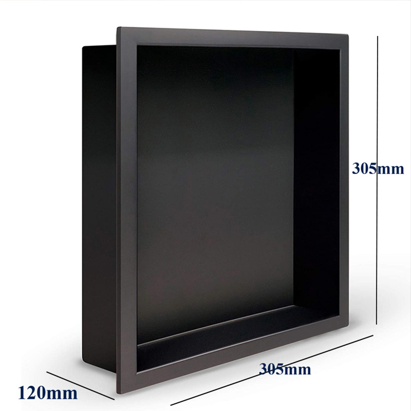 Square Stainless Steel Matte Black Wall Niche