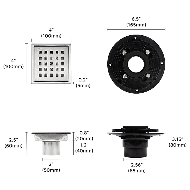 Brush Shower Drain With Flange