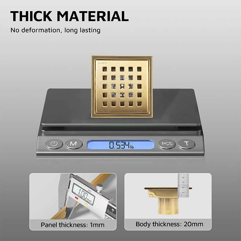 Brush Gold Stainless Steel Shower Drain Grate