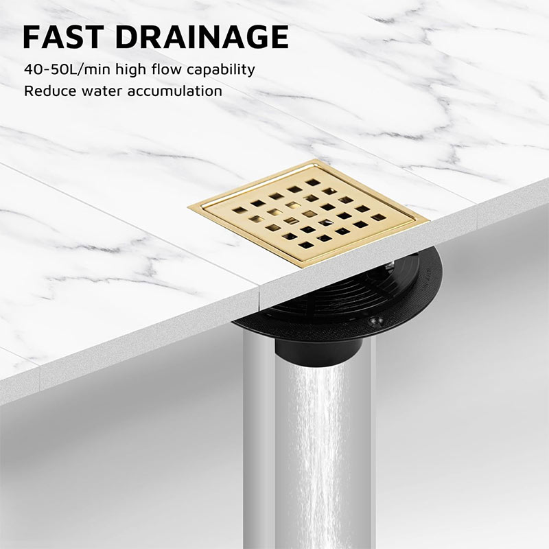 Brush Gold Stainless Steel Shower Drain Grate