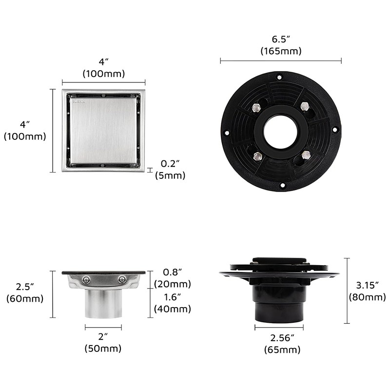 Brushed Anti Odor Shower Drain