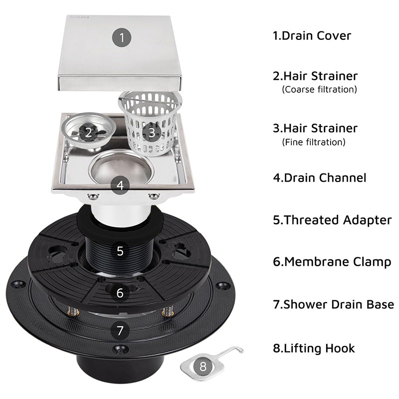 Brushed Anti Odor Shower Drain