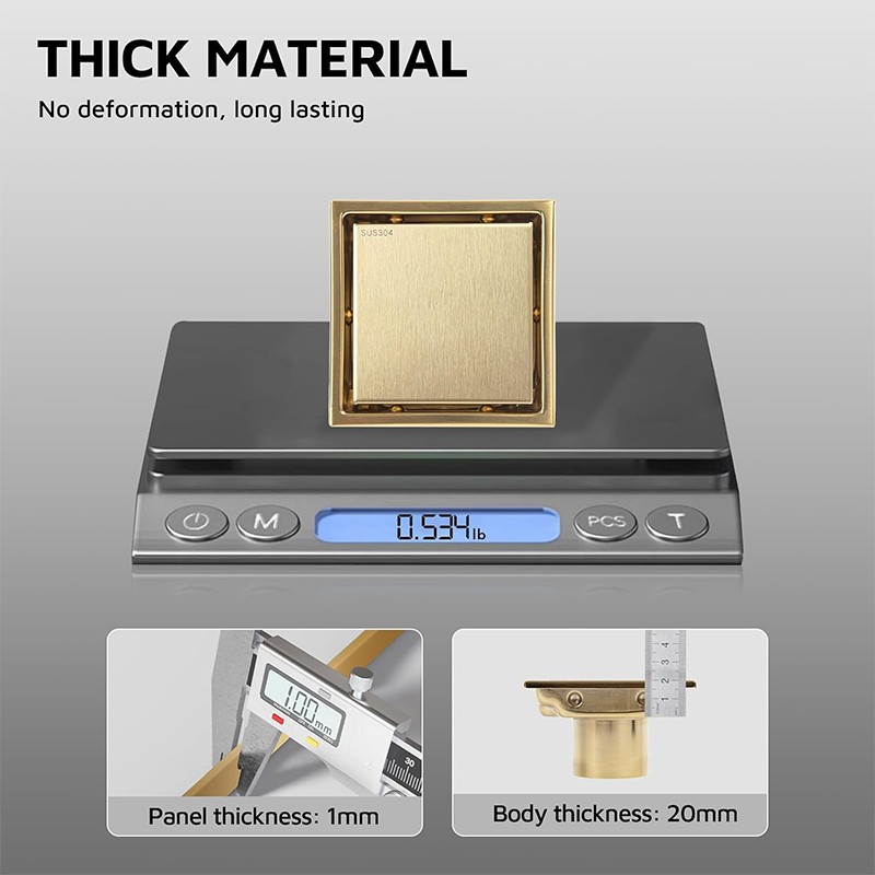 Brushed Gold Square Shower Drain