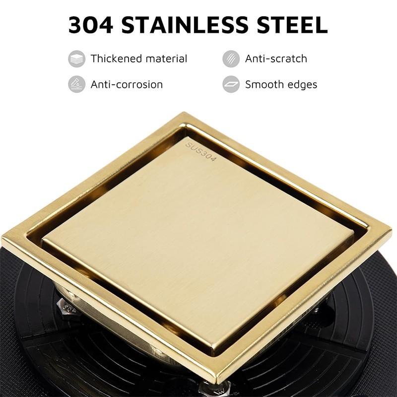 Brushed Gold Square Shower Drain