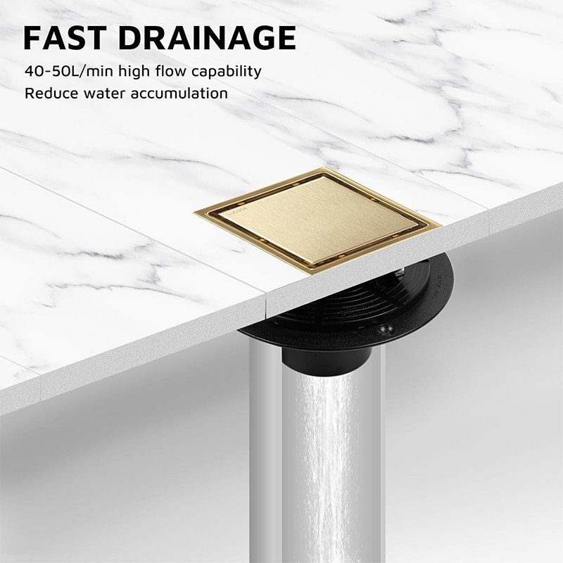 Brushed Gold Square Shower Drain