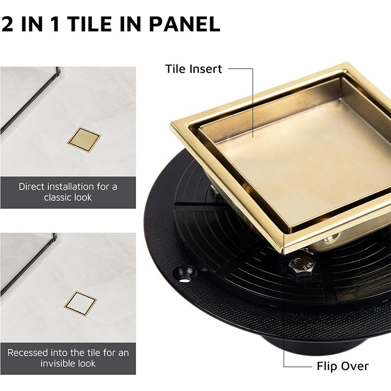 Brushed Gold Square Shower Drain