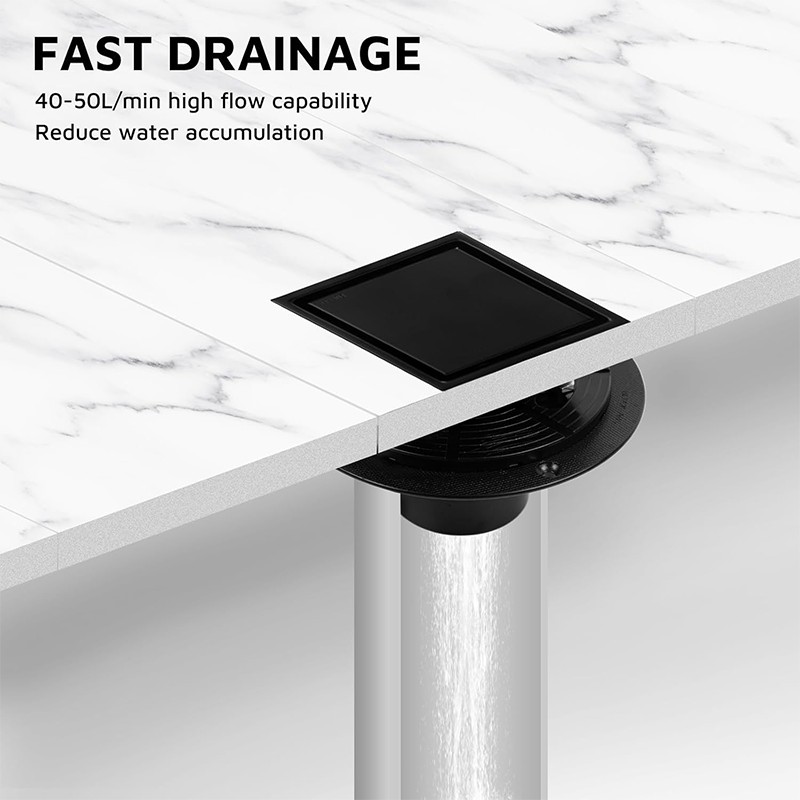 Matte Black Floor Drain With Flange