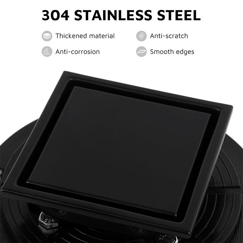 Matte Black Floor Drain With Flange