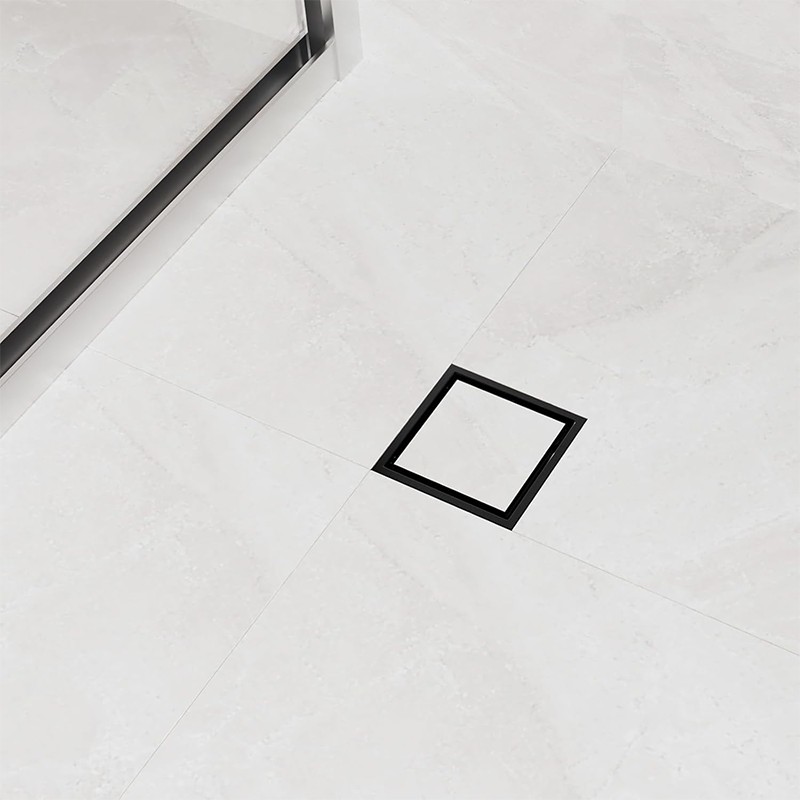 Matte Black Floor Drain With Flange
