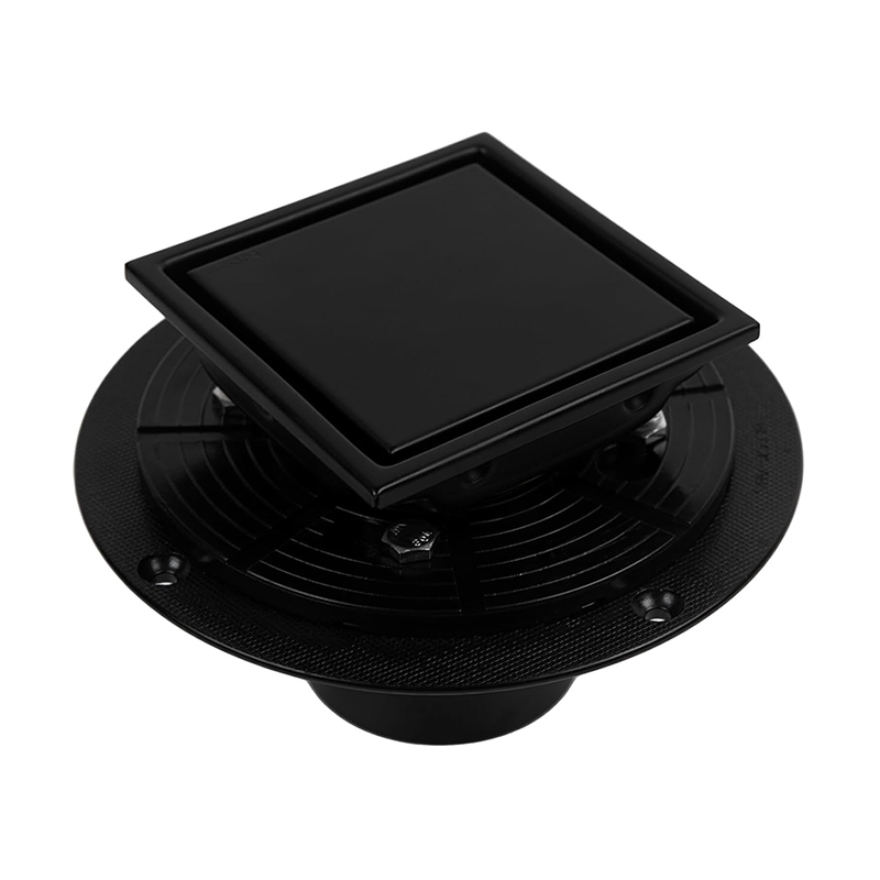 Matte Black Floor Drain With Flange