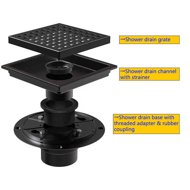 Black Floor Waste Grate