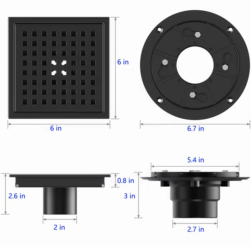 Black Floor Waste Grate
