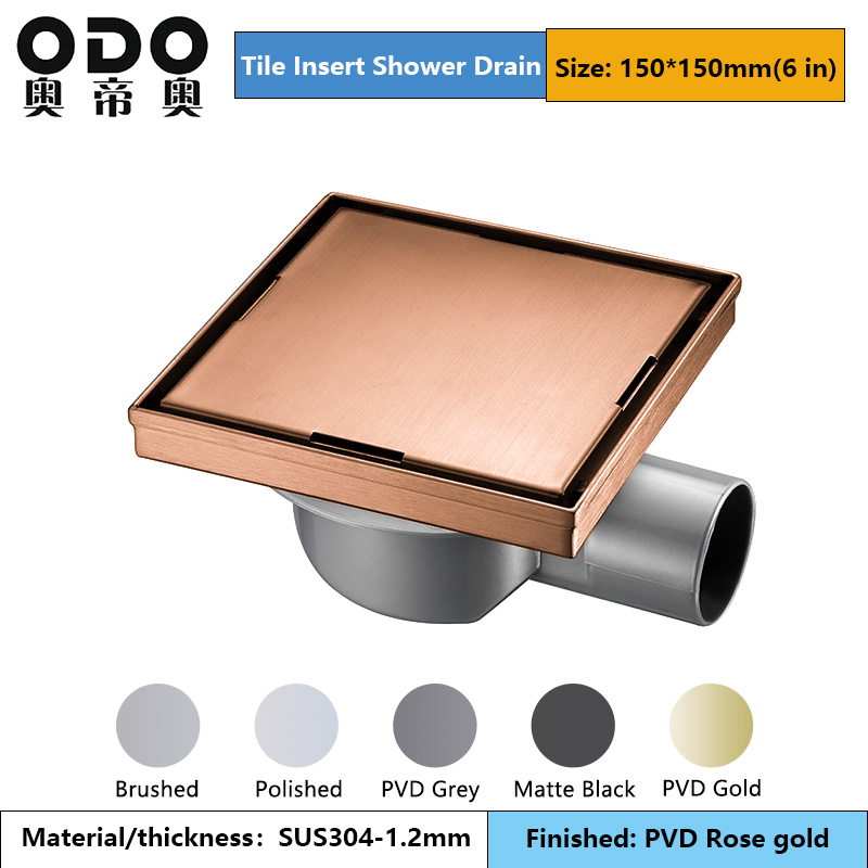 Rose Gold Square Tile Insert Drain