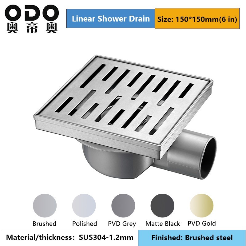 Brushed Steel Square Shower Grate