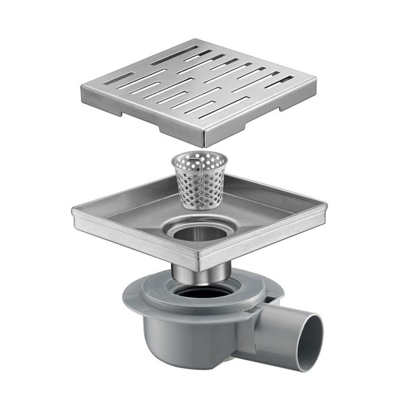 Brushed Steel Square Shower Grate