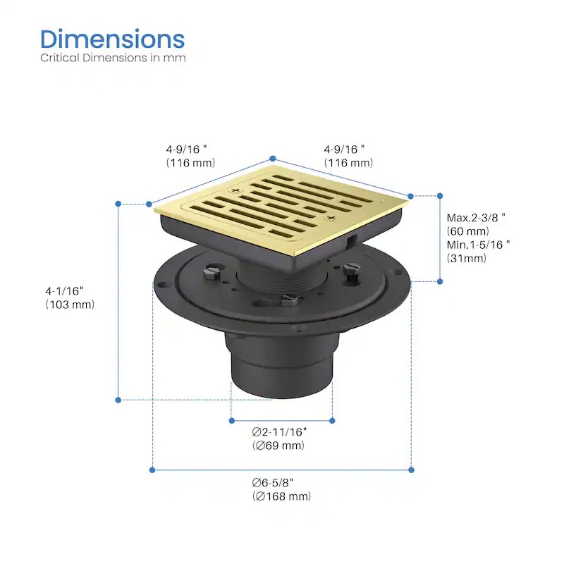 Stainless Steel Square Tile Insert Floor Grate
