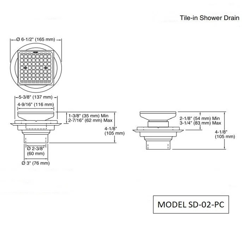 4.5inch 304 Stainless Steel Tile Insert Grate Drain