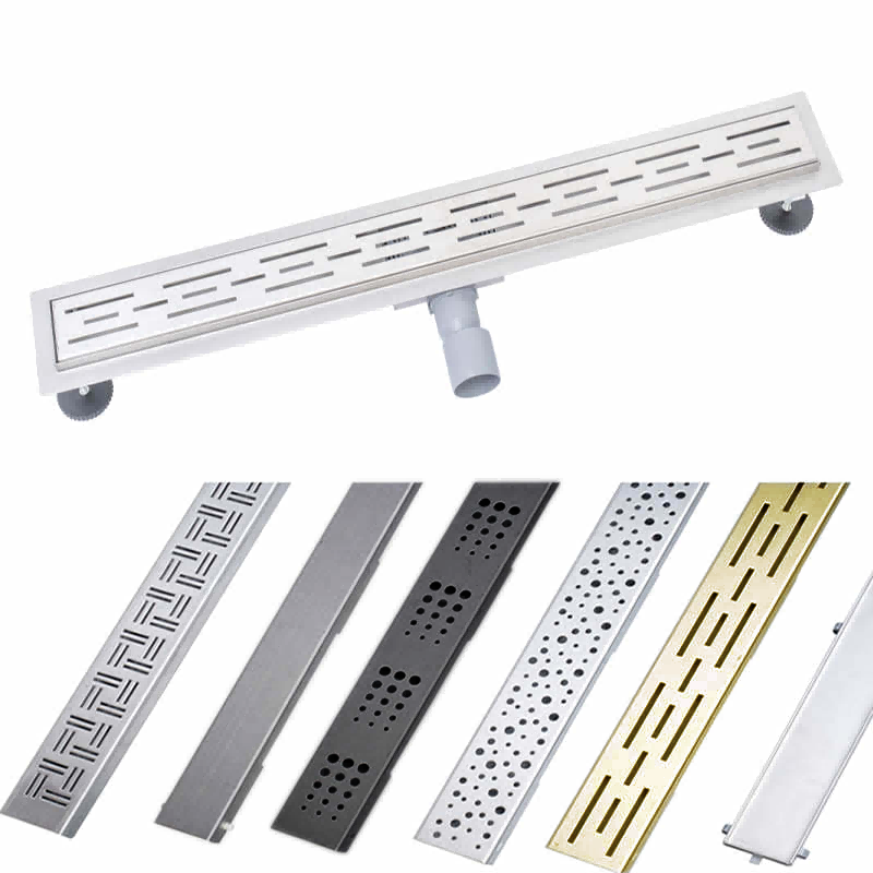 Brushed Gold Side Outlet Linear Shower Drain for Shower Rooms