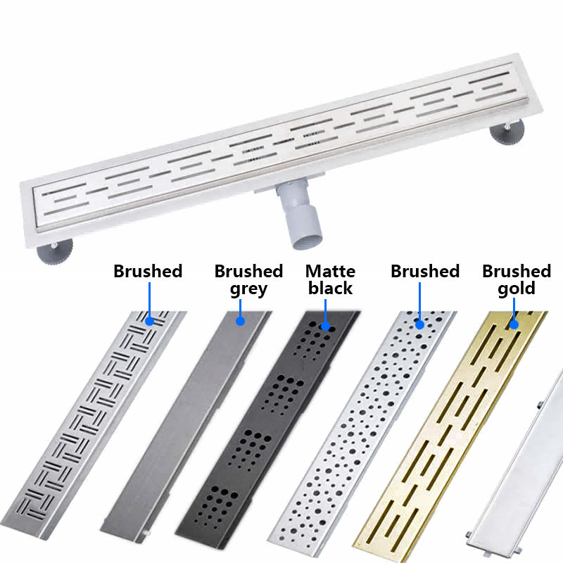 Brushed Gold Side Outlet Linear Shower Drain for Shower Rooms