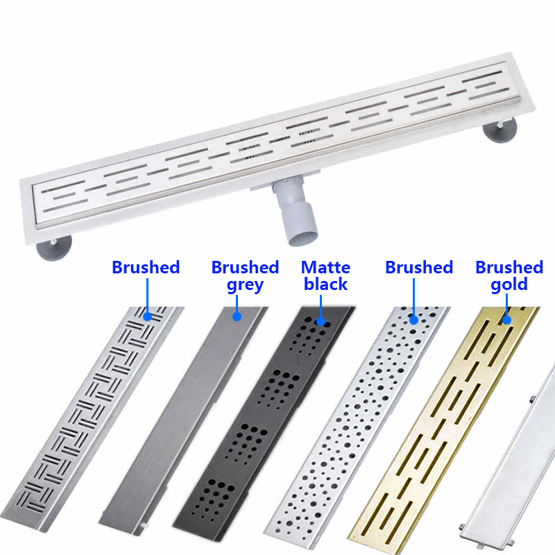 Brushed Gold Side Outlet Linear Shower Drain for Shower Rooms