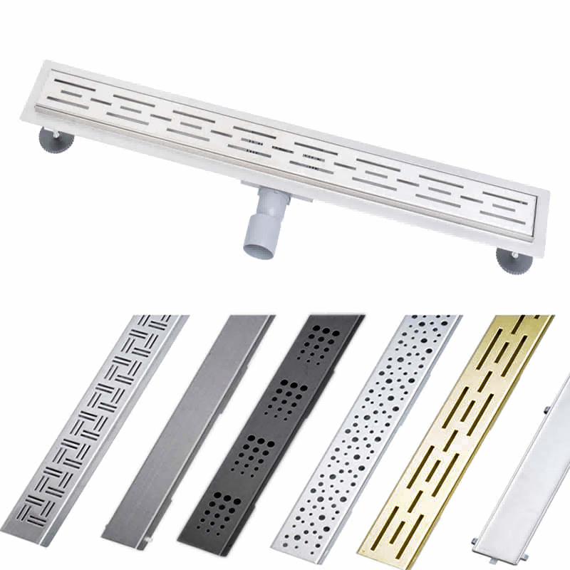 Brushed Gold Side Outlet Linear Shower Drain for Shower Rooms