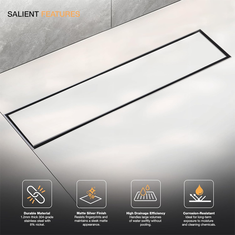 40cm Bathroom Linear Shower Drain Tile Insert