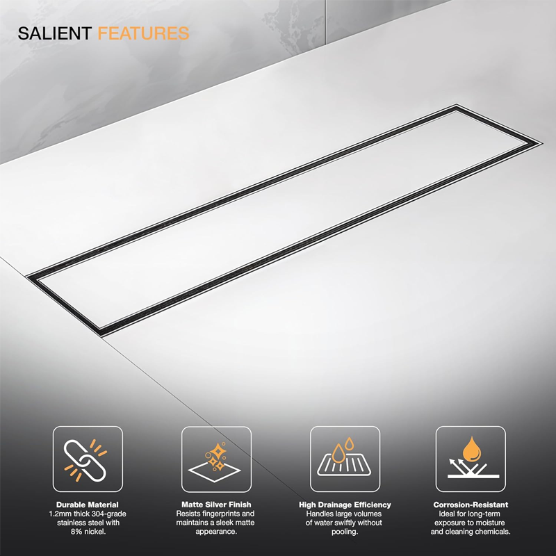 50cm Long Stainless Steel Linear Bathroom Drainage