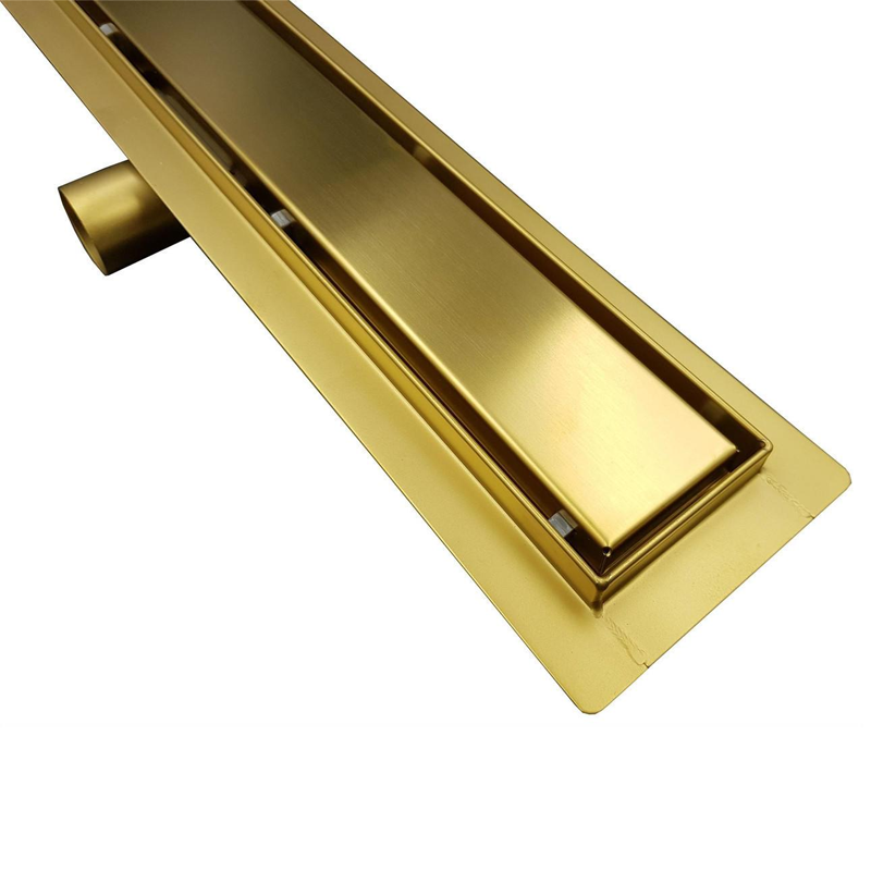 Brushed-Gold Concealed-Slot Linear Drain Shower Pan