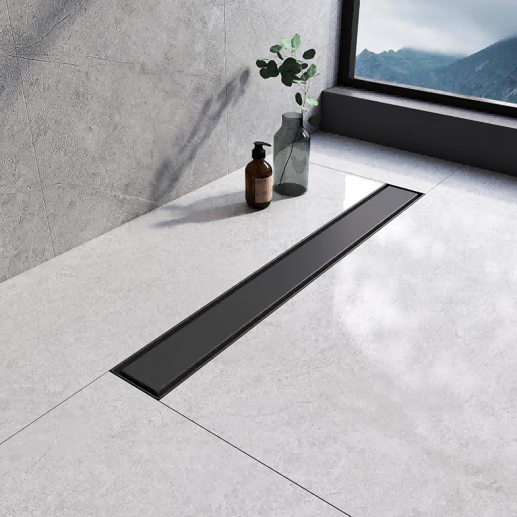 60cm Matte Black Shower Drain Kit
