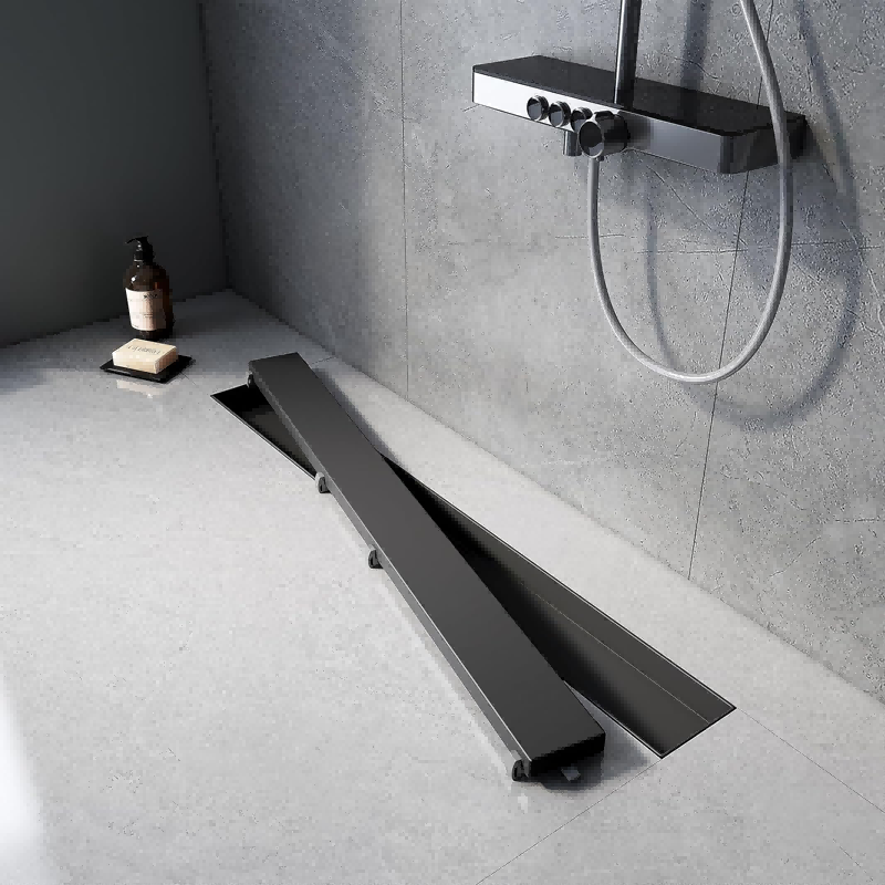 60cm Matte Black Shower Drain Kit