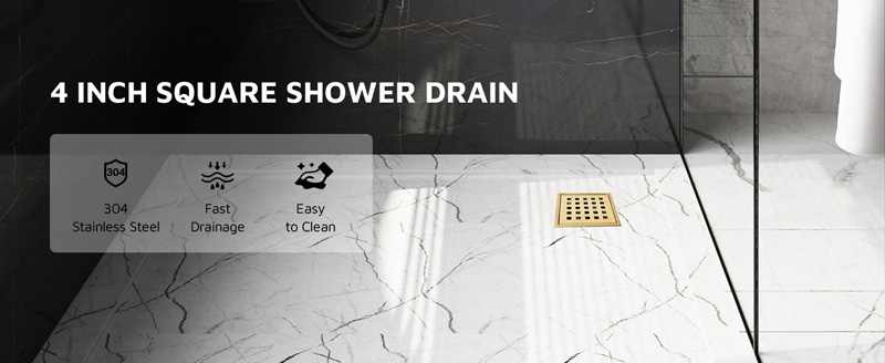 Brush Gold Stainless Steel Shower Drain Grate