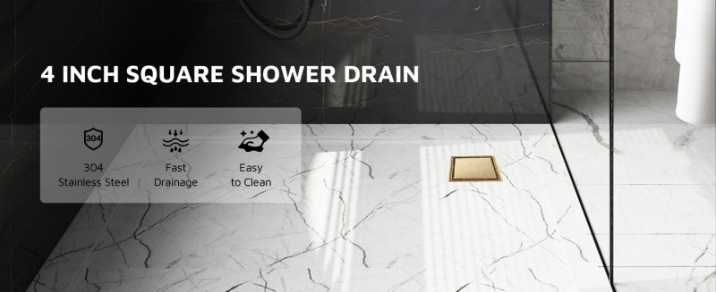 Brushed Gold Square Shower Drain